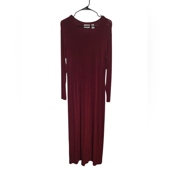 Chico's Travelers Red Long Sleeve Maxi Slinky Stretchy Dress, Chico's 1 (M,8) - Picture 1 of 8